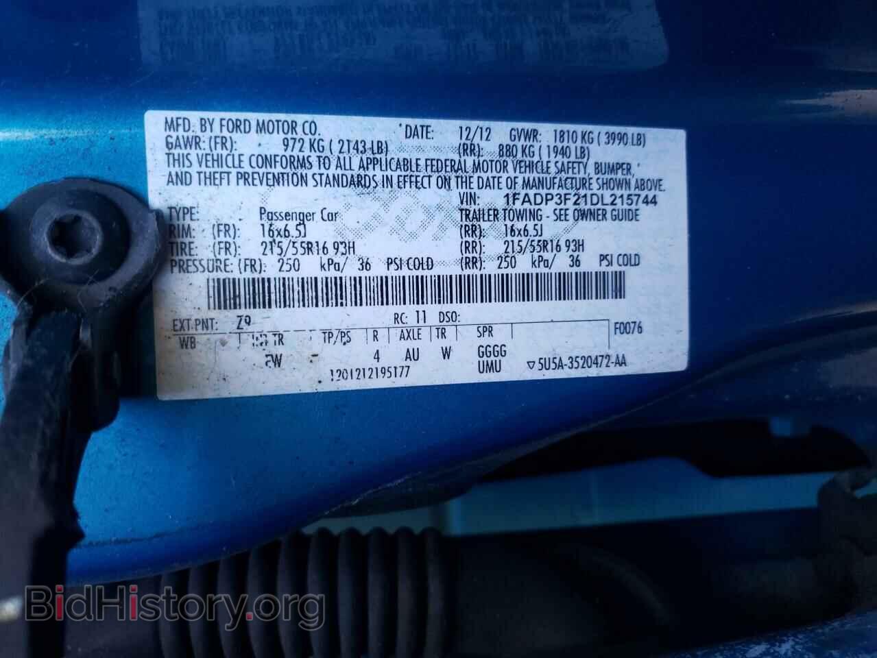 2013 FORD FOCUS - VIN: 1FADP3F21DL215744 - Фото 10