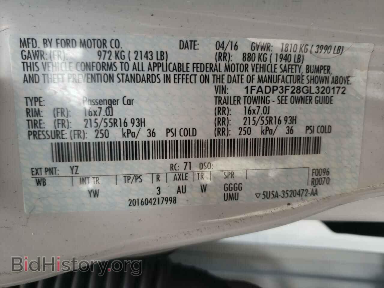 2016 FORD FOCUS - VIN: 1FADP3F28GL320172 - Фото 10