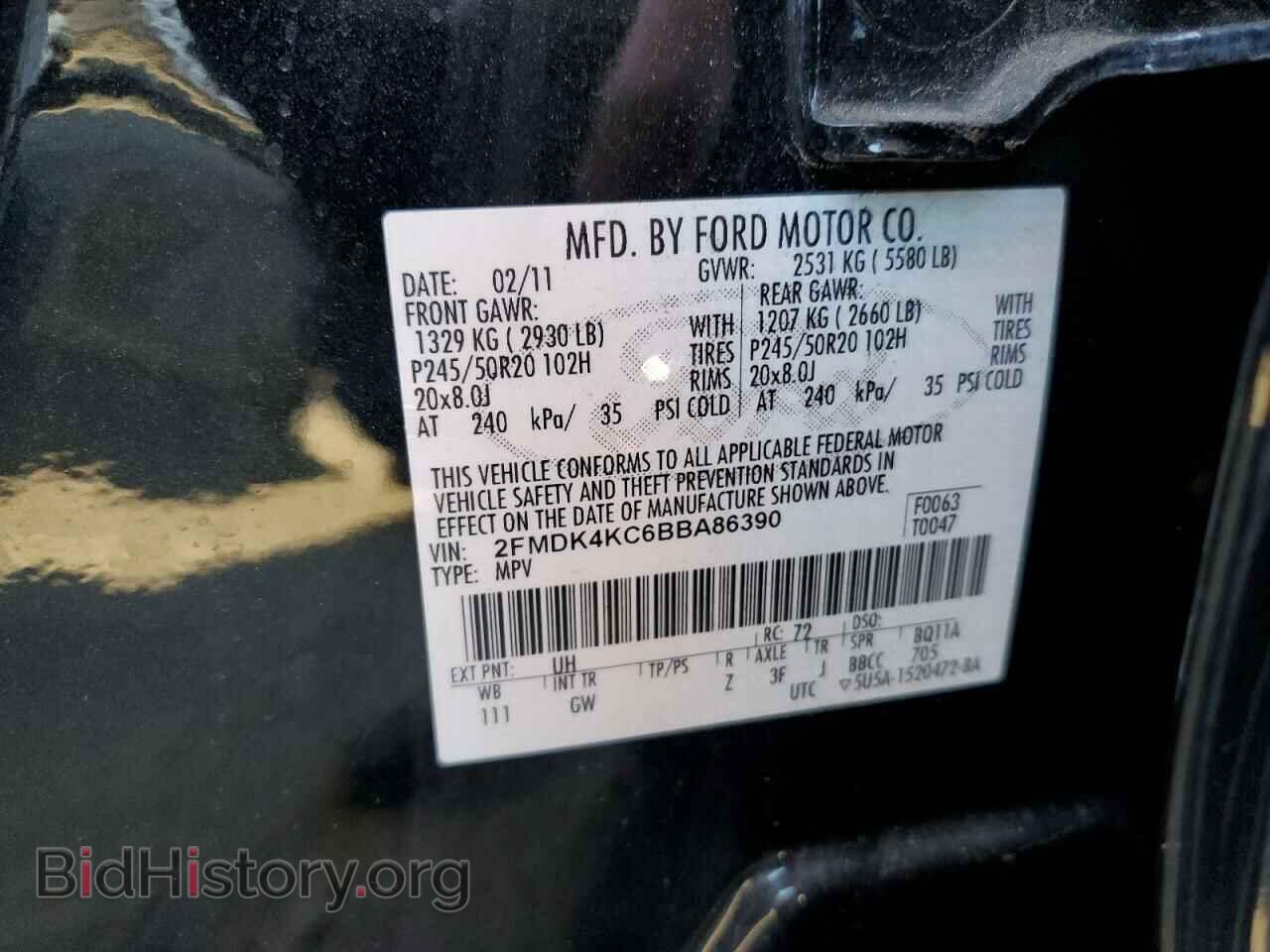 2011 FORD EDGE - VIN: 2FMDK4KC6BBA86390 - Фото 10