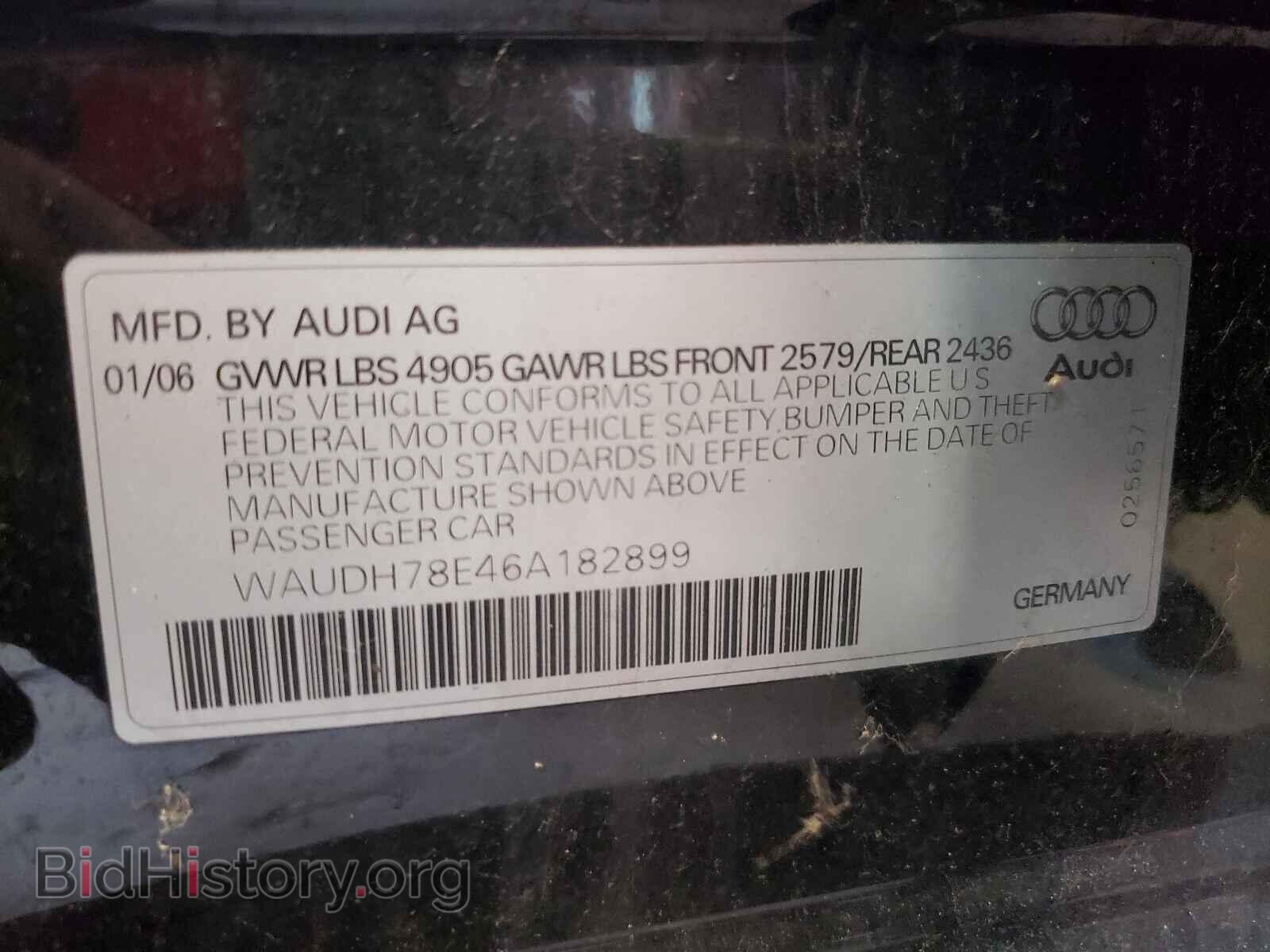 2006 AUDI A4 - VIN: WAUDH78E46A182899 - Фото 10