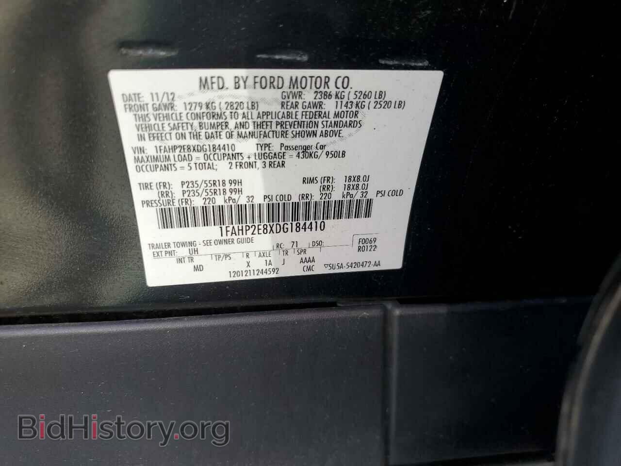 2013 FORD TAURUS - VIN: 1FAHP2E8XDG184410 - Фото 12