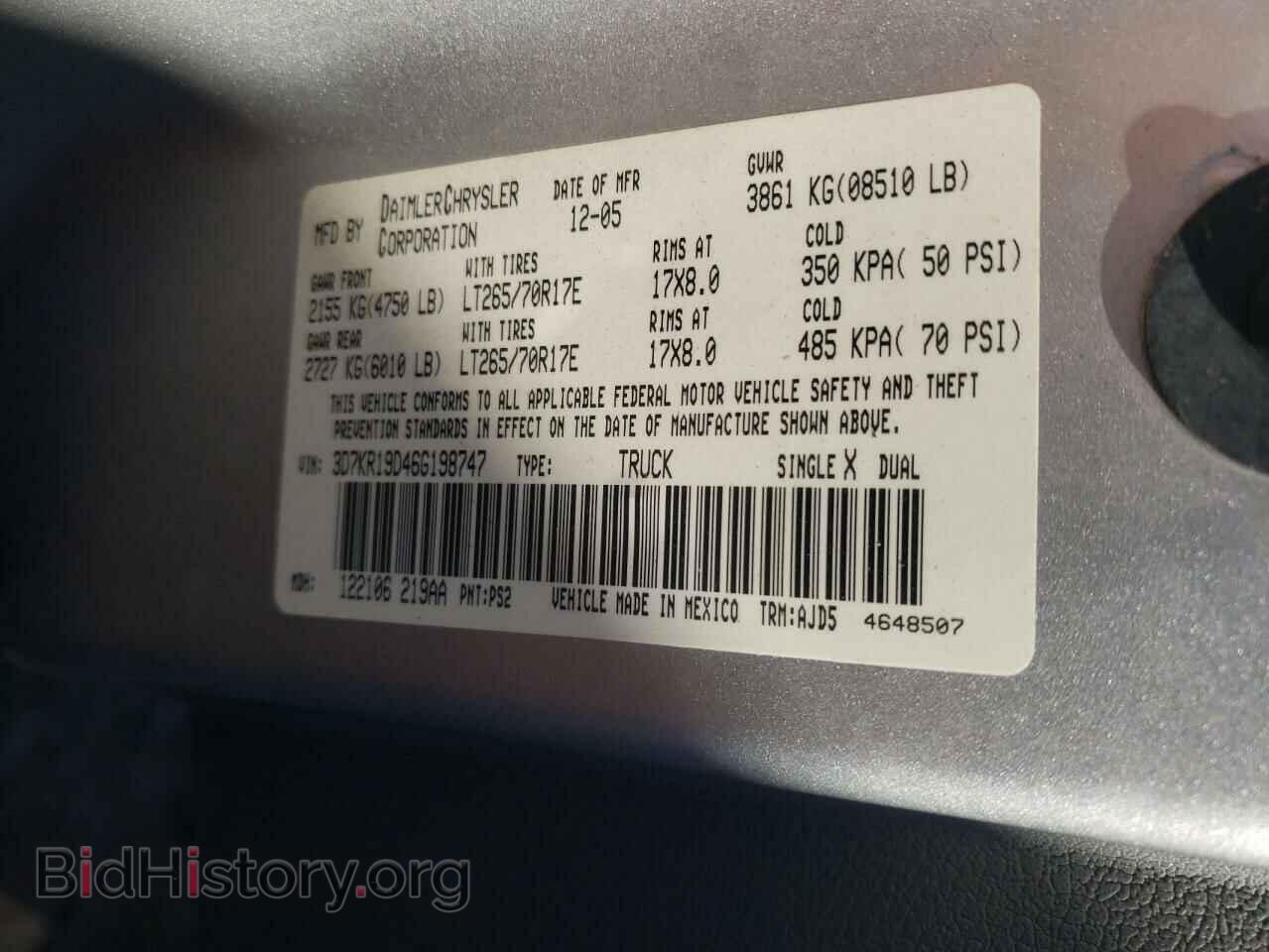 2006 DODGE RAM 1500 - VIN: 3D7KR19D46G198747 - Фото 10