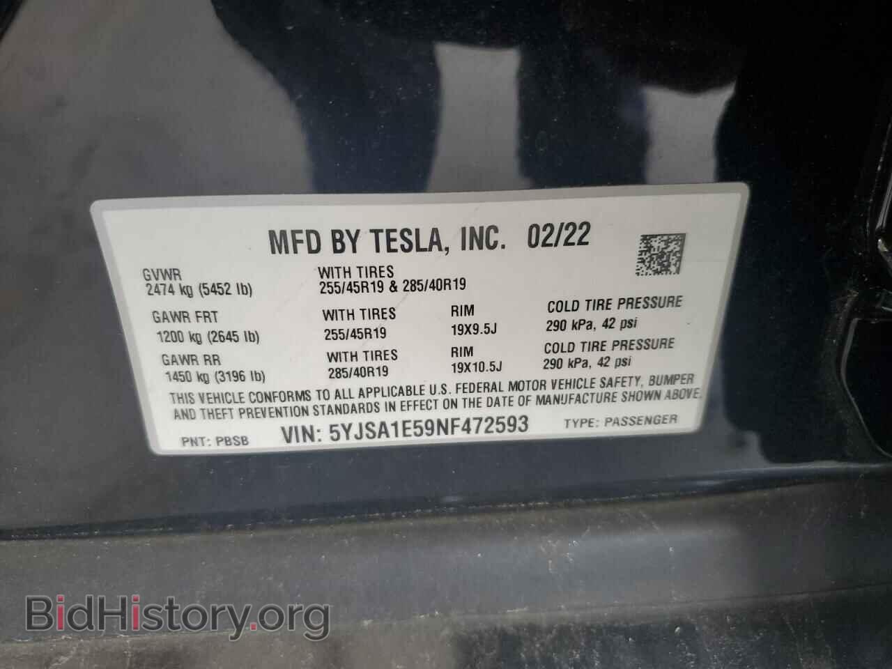 2022 TESLA MODEL S - VIN: 5YJSA1E59NF472593 - Photo 12