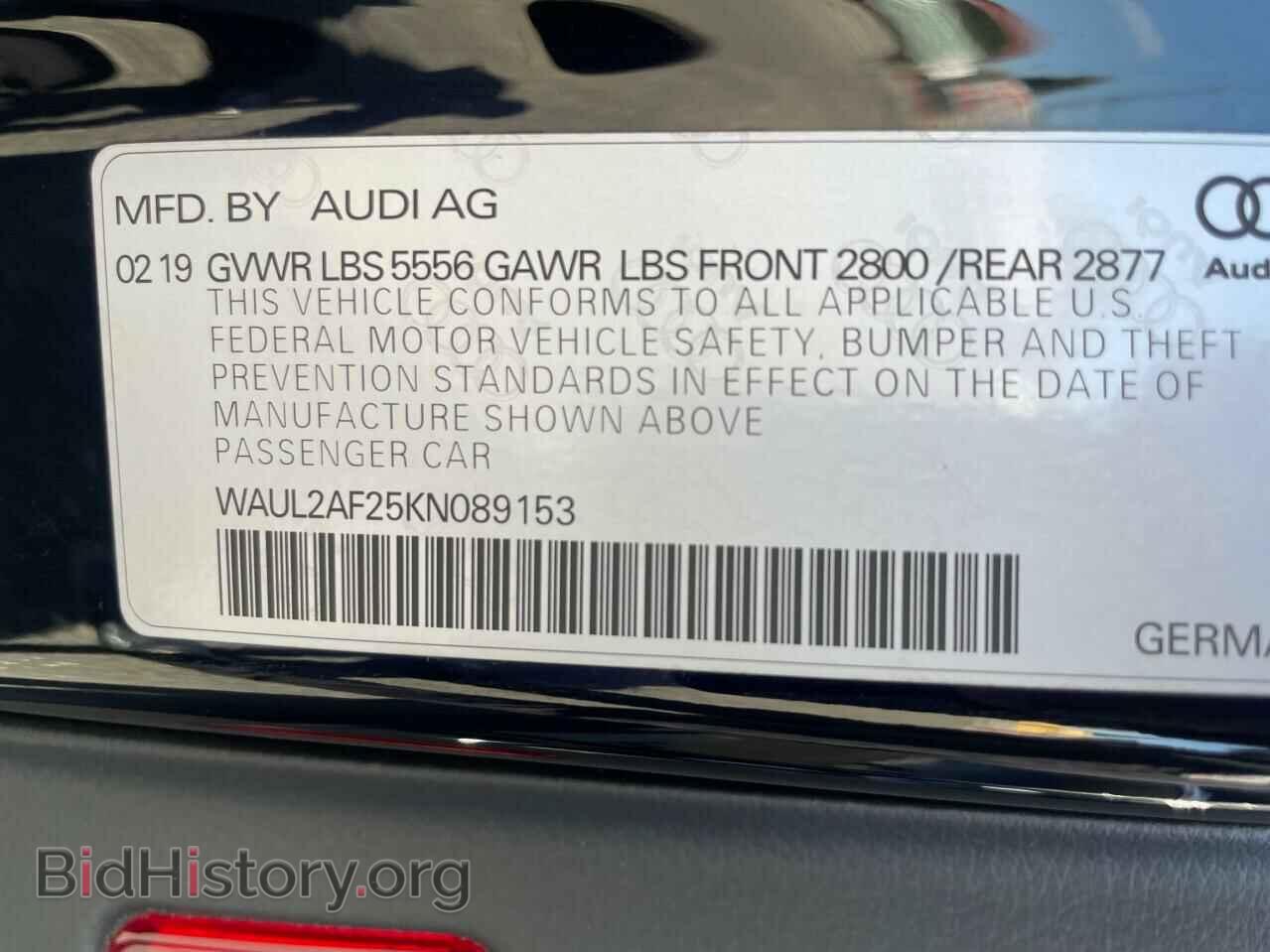 2019 AUDI A6 - VIN: WAUL2AF25KN089153 - Фото 10