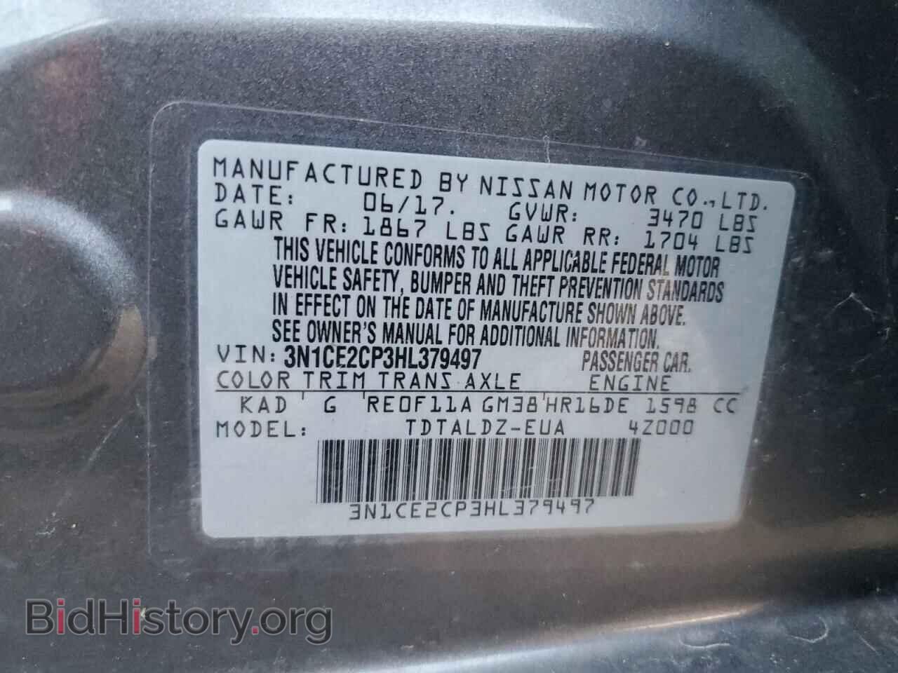 2017 NISSAN VERSA - VIN: 3N1CE2CP3HL379497 - Photo 12