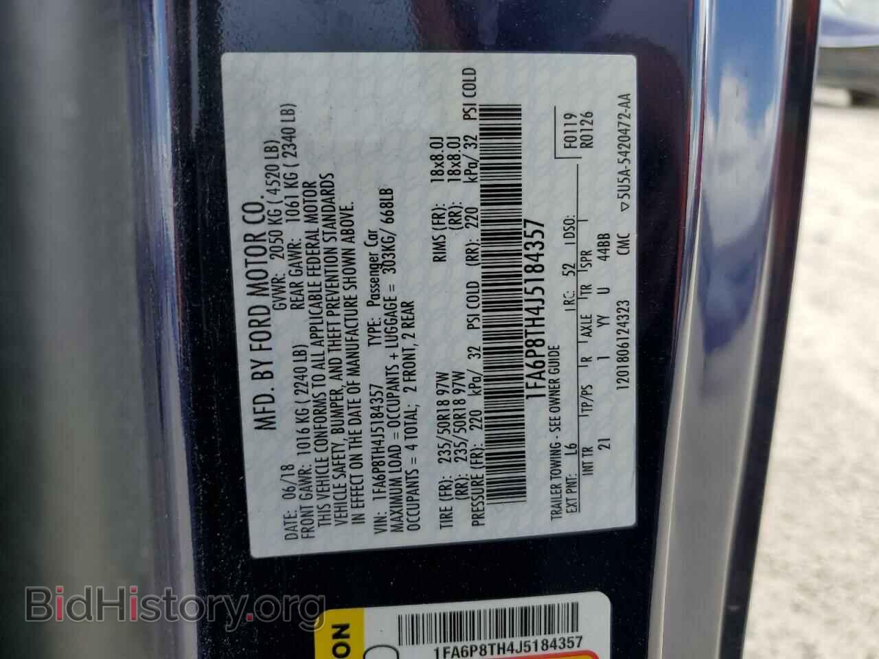 2018 FORD ALL Models - VIN: 1FA6P8TH4J5184357 - Photo 12