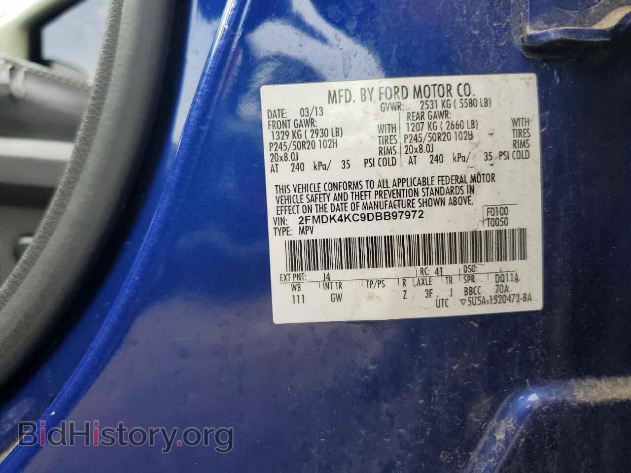 2013 FORD EDGE - VIN: 2FMDK4KC9DBB97972 - Фото 13