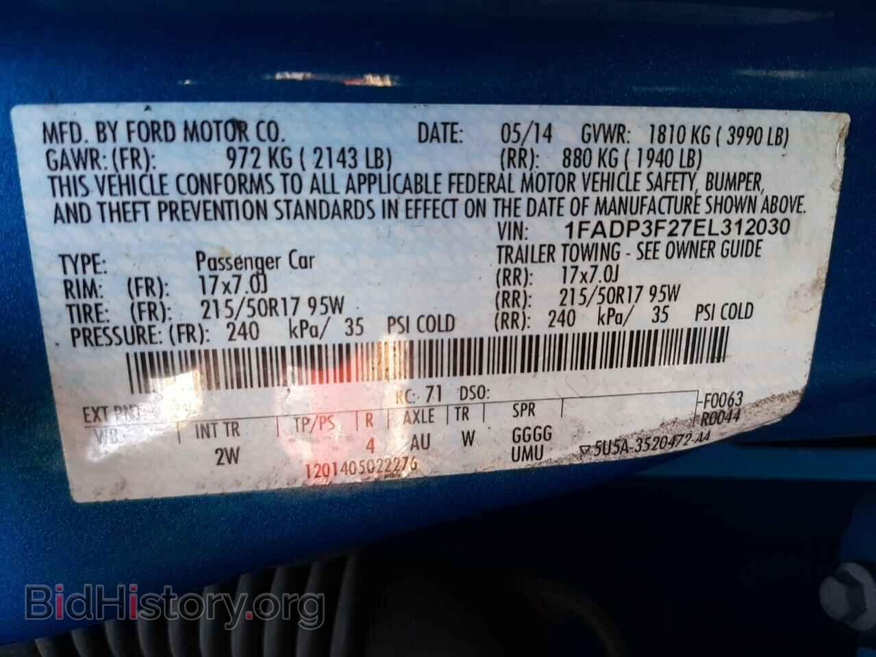 2014 FORD FOCUS - VIN: 1FADP3F27EL312030 - Фото 10