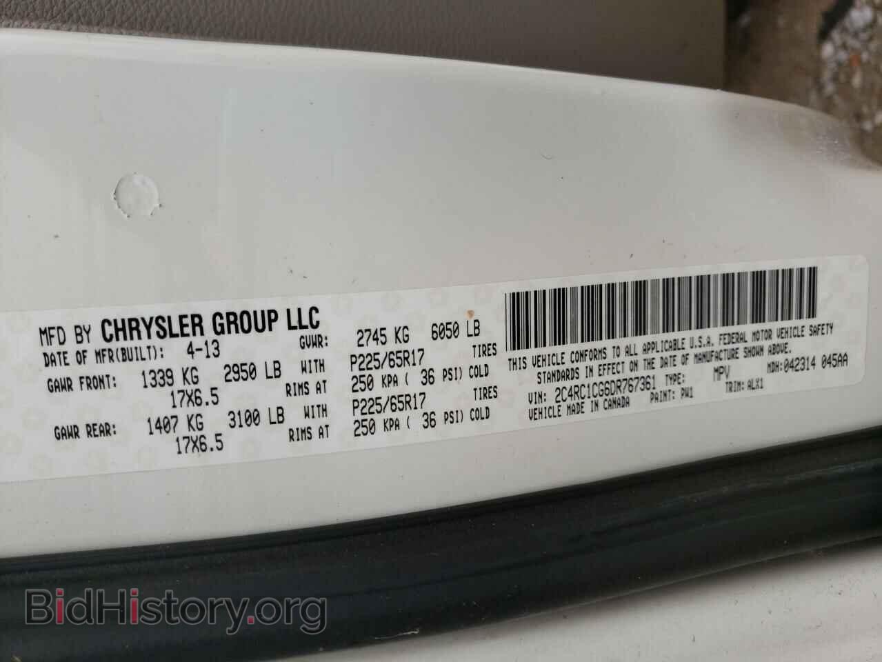 2013 CHRYSLER MINIVAN - VIN: 2C4RC1CG6DR767361 - Photo 10