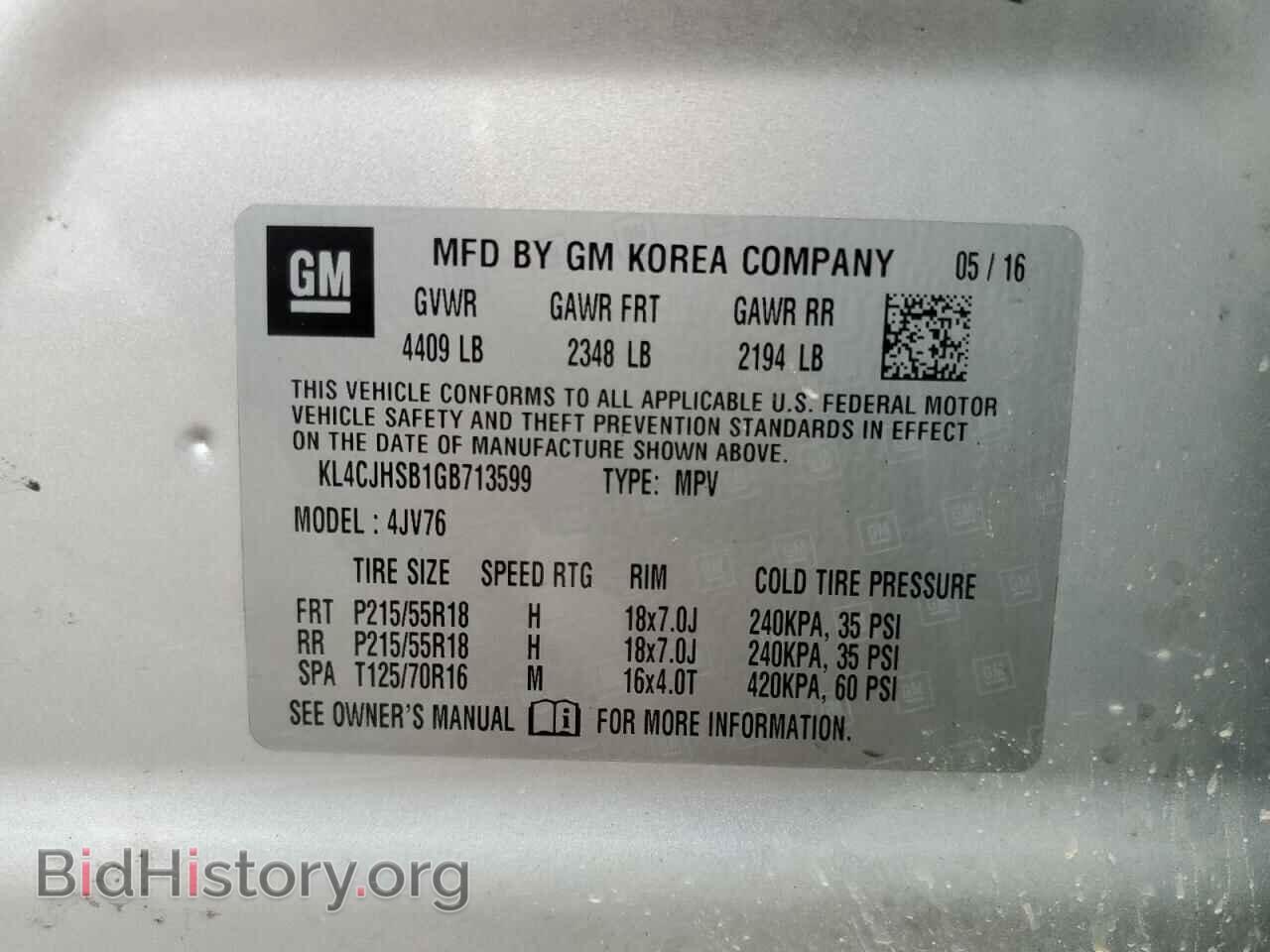 2016 BUICK ENCORE - VIN: KL4CJHSB1GB713599 - Photo 13