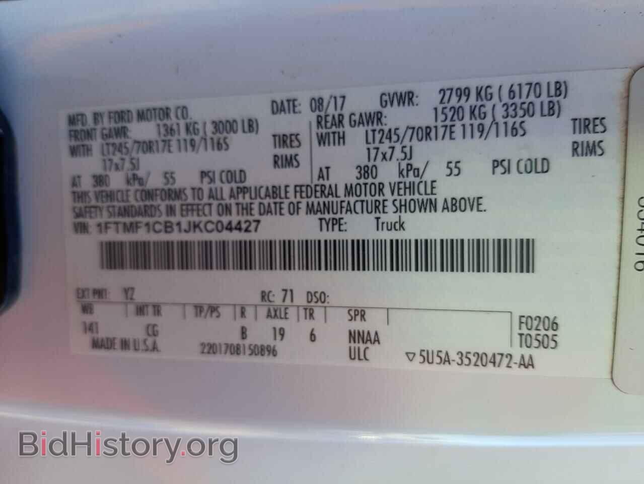 2018 FORD F150 - VIN: 1FTMF1CB1JKC04427 - Фото 10