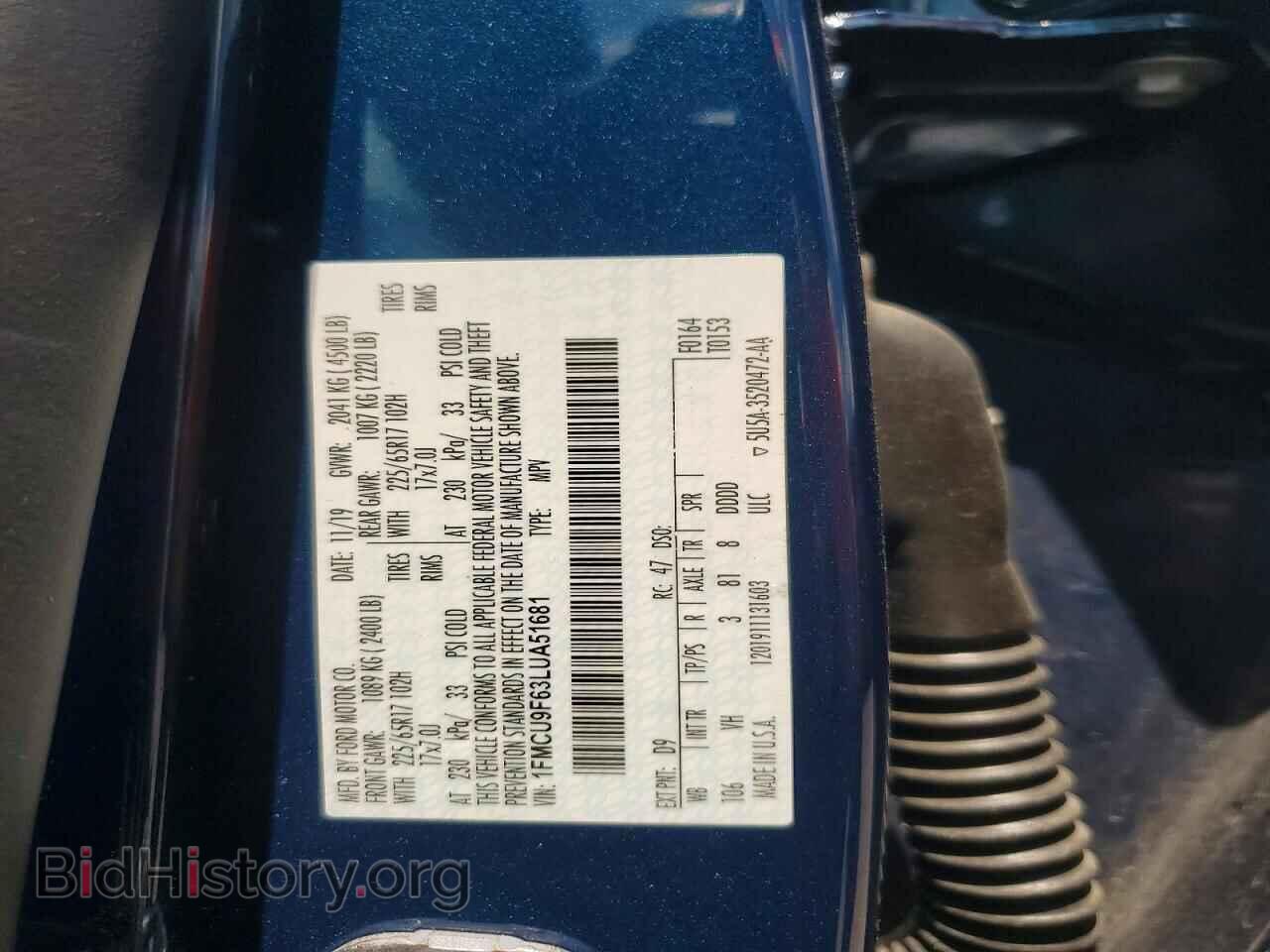 2020 FORD ESCAPE - VIN: 1FMCU9F63LUA51681 - Фото 12