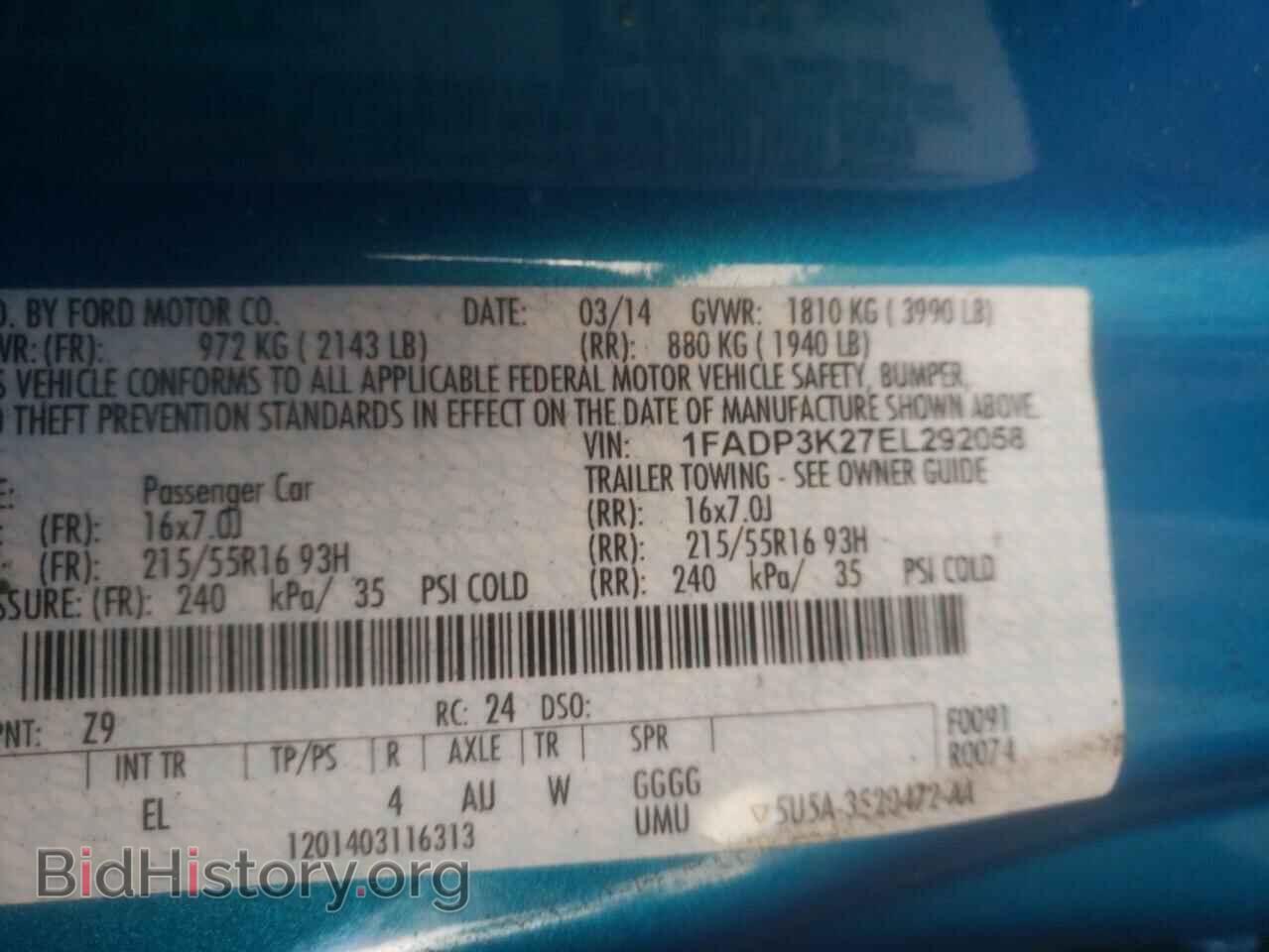 2014 FORD FOCUS - VIN: 1FADP3K27EL292058 - Фото 10
