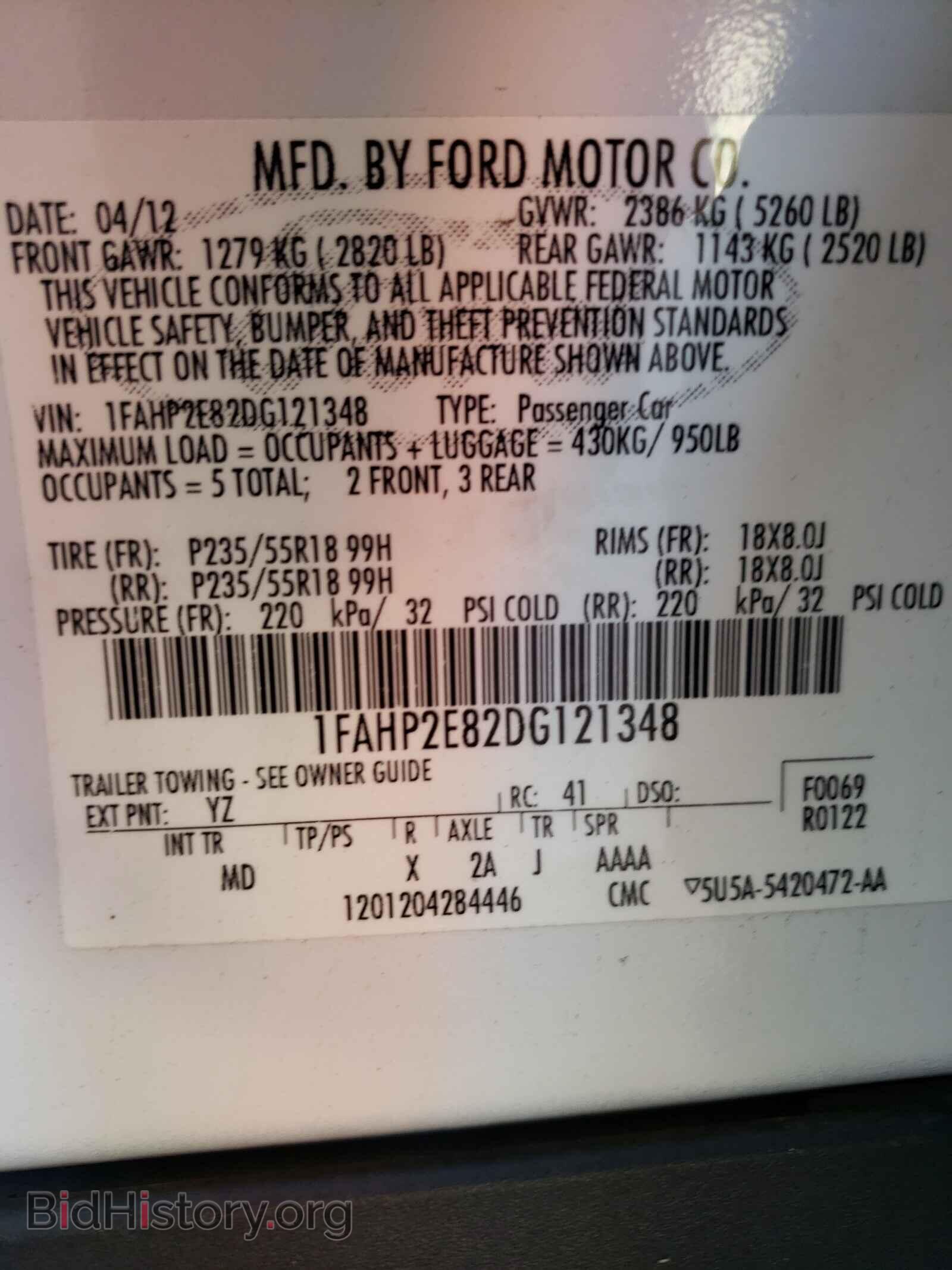 2013 FORD TAURUS - VIN: 1FAHP2E82DG121348 - Photo 10