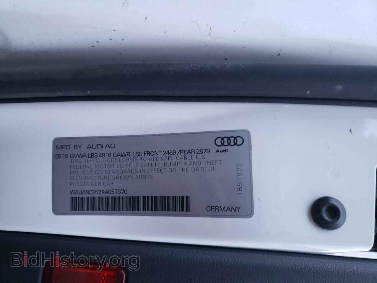 2019 AUDI A5 - VIN: WAUANCF52KA057370 - Фото 10