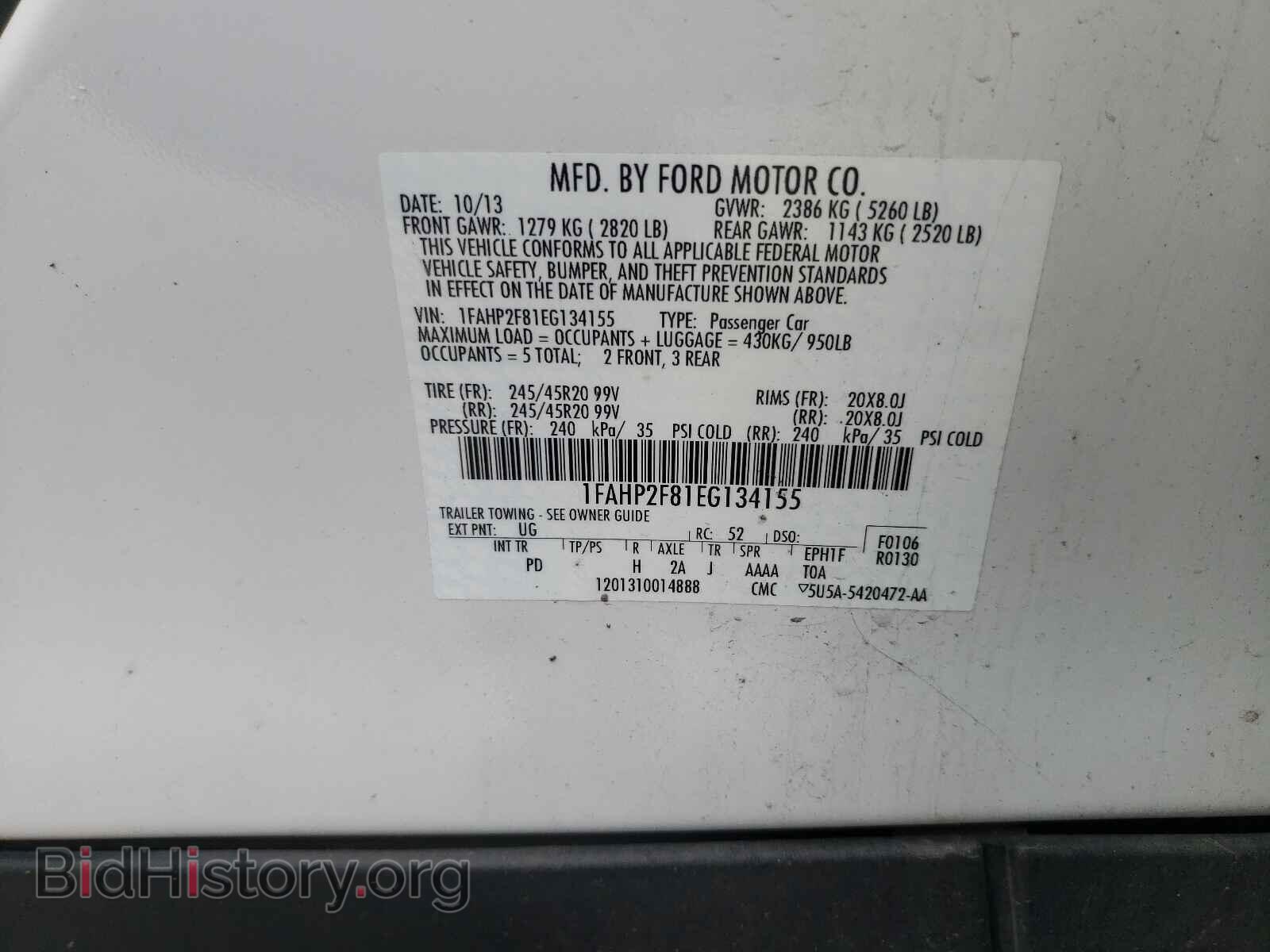 2014 FORD TAURUS - VIN: 1FAHP2F81EG134155 - Фото 10