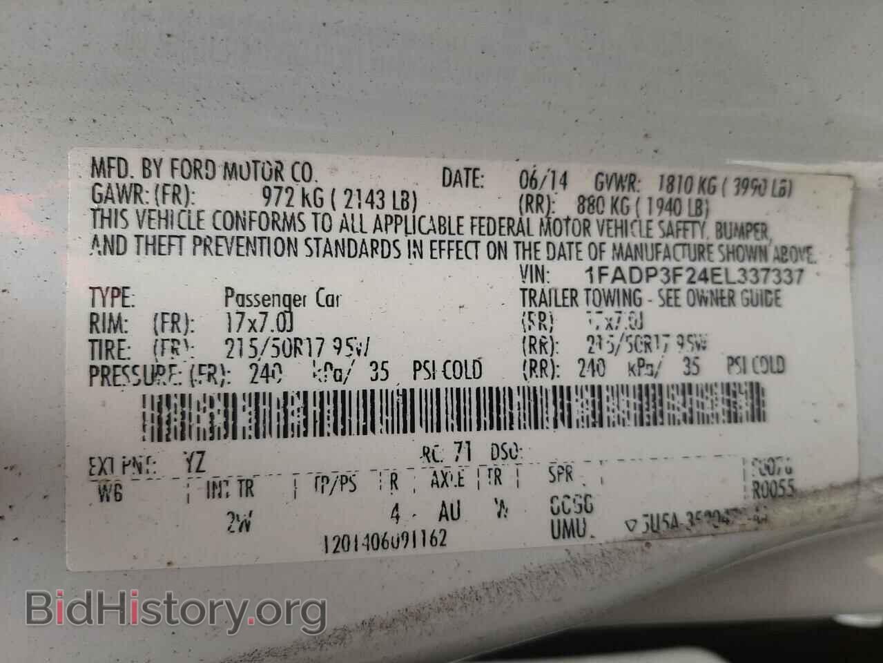 2014 FORD FOCUS - VIN: 1FADP3F24EL337337 - Фото 10