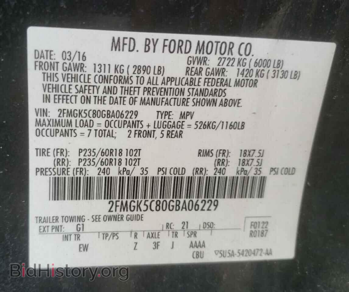 2016 FORD FLEX - VIN: 2FMGK5C80GBA06229 - Photo 10