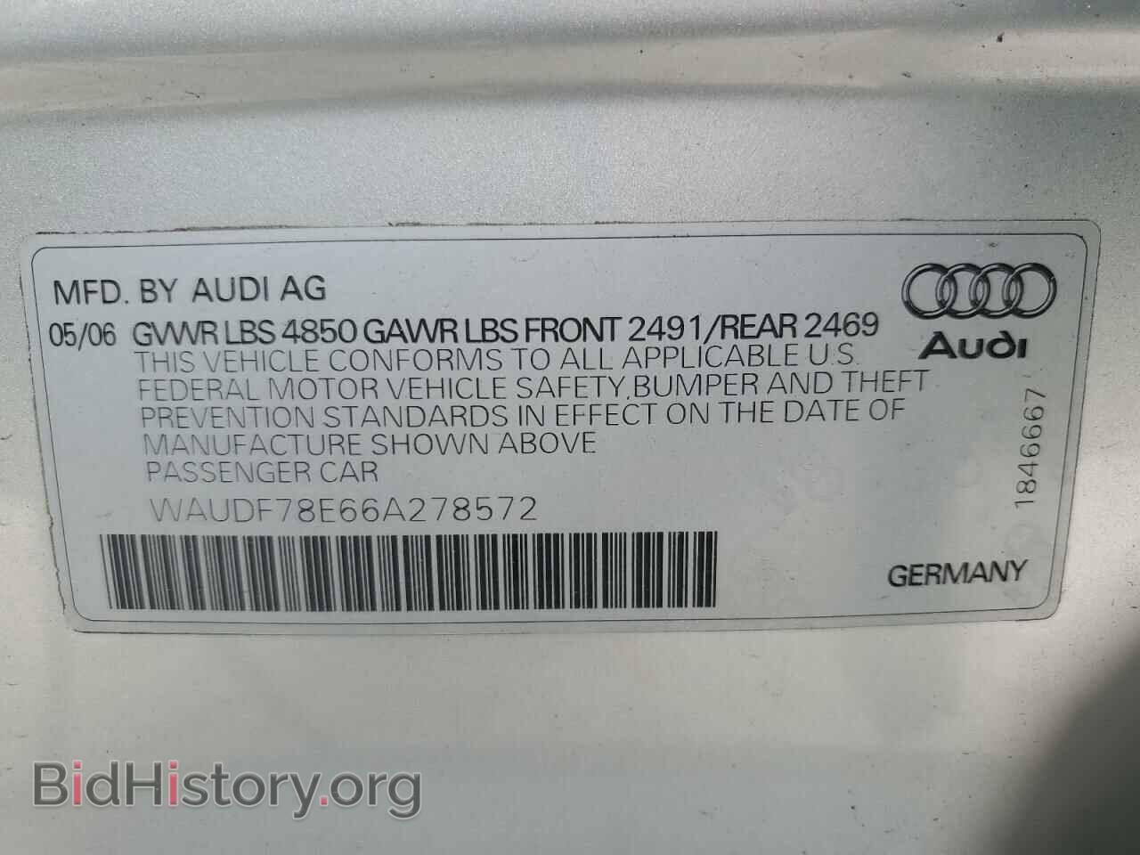 2006 AUDI A4 - VIN: WAUDF78E66A278572 - Фото 12