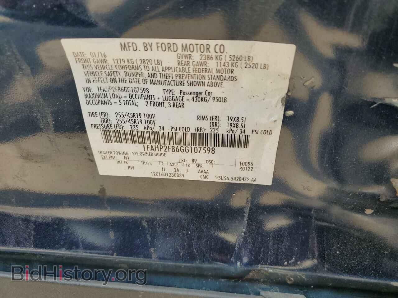 2016 FORD TAURUS - VIN: 1FAHP2F86GG107598 - Фото 12