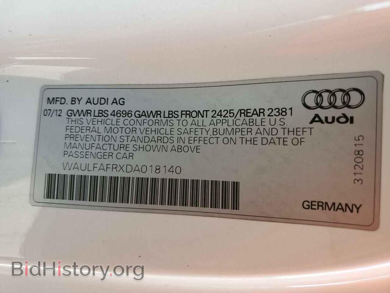 2013 AUDI A5 - VIN: WAULFAFRXDA018140 - Фото 12