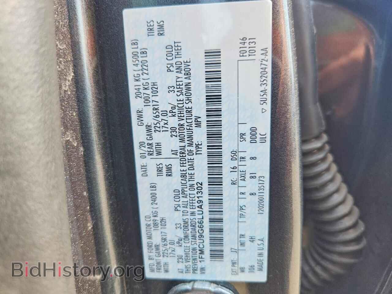 2020 FORD ESCAPE - VIN: 1FMCU9G66LUA91302 - Photo 13
