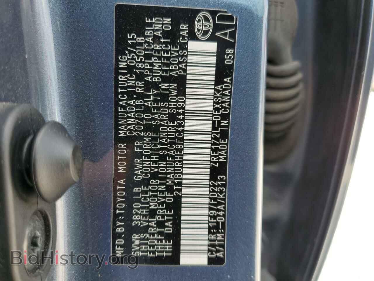 2015 TOYOTA COROLLA - VIN: 2T1BURHE8FC434490 - Фото 10
