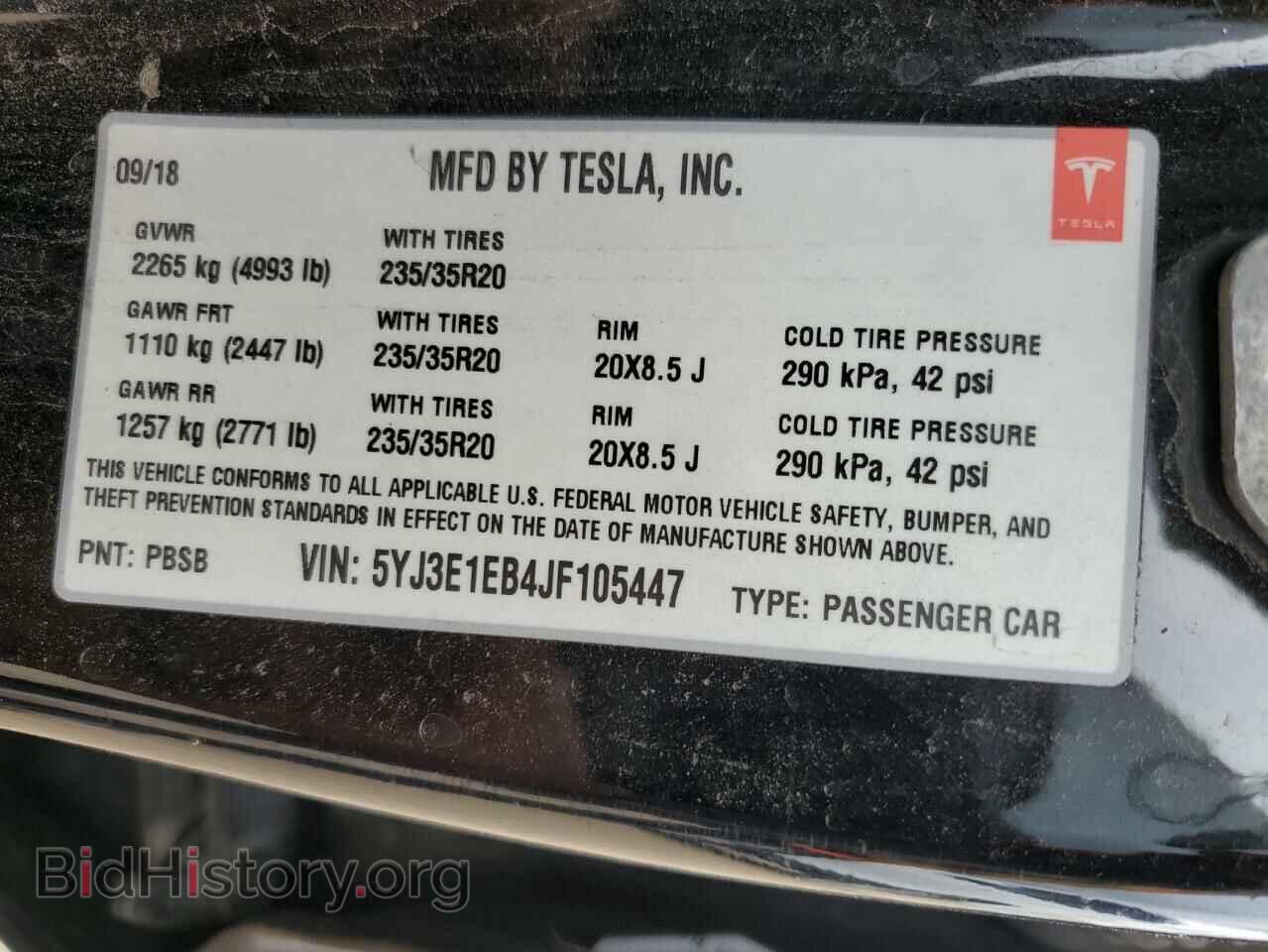 2018 TESLA MODEL 3 - VIN: 5YJ3E1EB4JF105447 - Фото 14