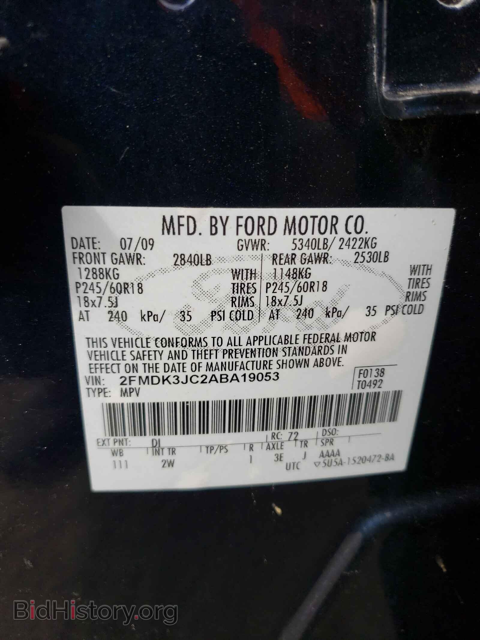 2010 FORD EDGE - VIN: 2FMDK3JC2ABA19053 - Photo 10