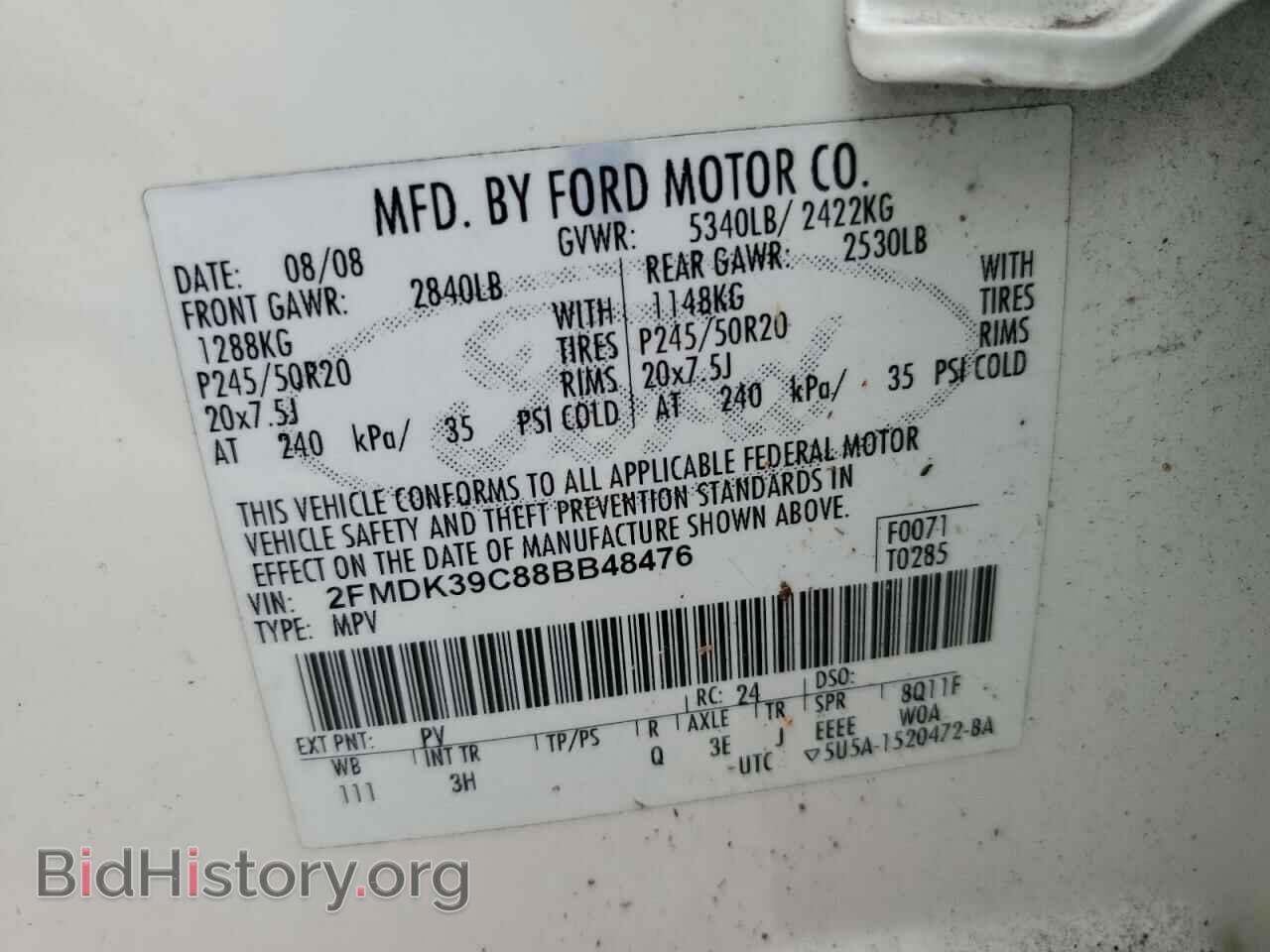 2008 FORD EDGE - VIN: 2FMDK39C88BB48476 - Photo 10