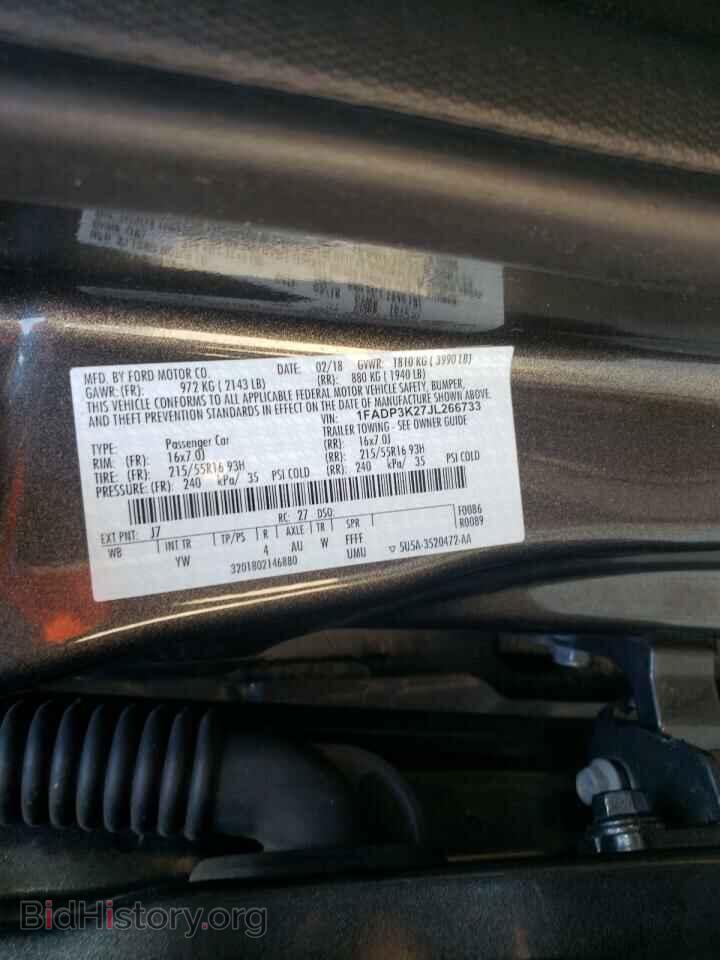 2018 FORD FOCUS - VIN: 1FADP3K27JL266733 - Фото 10