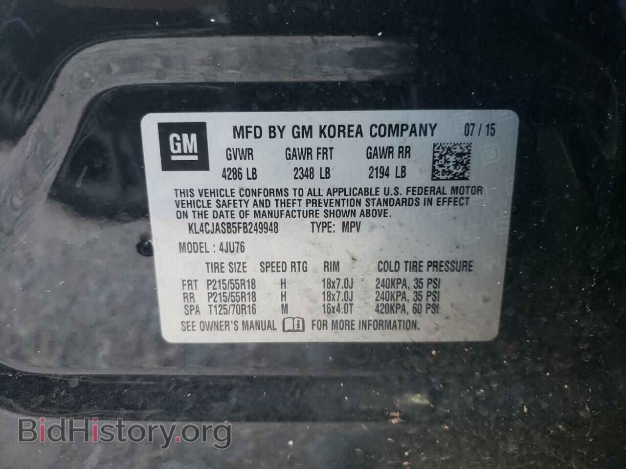 2015 BUICK ENCORE - VIN: KL4CJASB5FB249948 - Фото 10