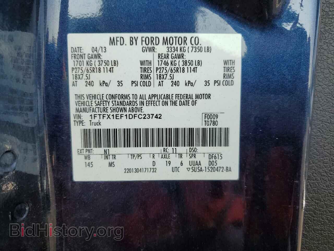 2013 FORD F-150 - VIN: 1FTFX1EF1DFC23742 - Фото 12