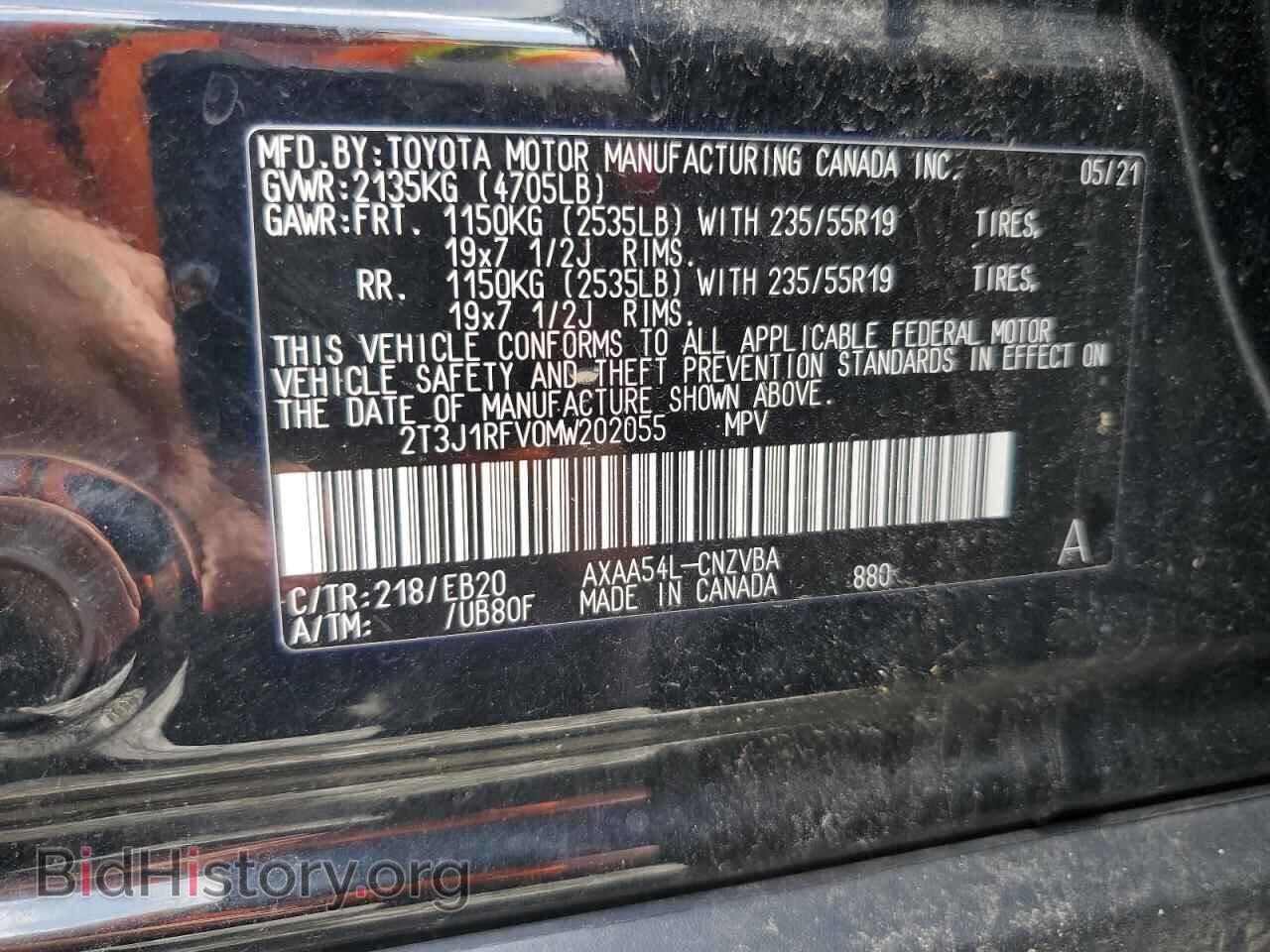 2021 TOYOTA RAV4 - VIN: 2T3J1RFV0MW202055 - Photo 14