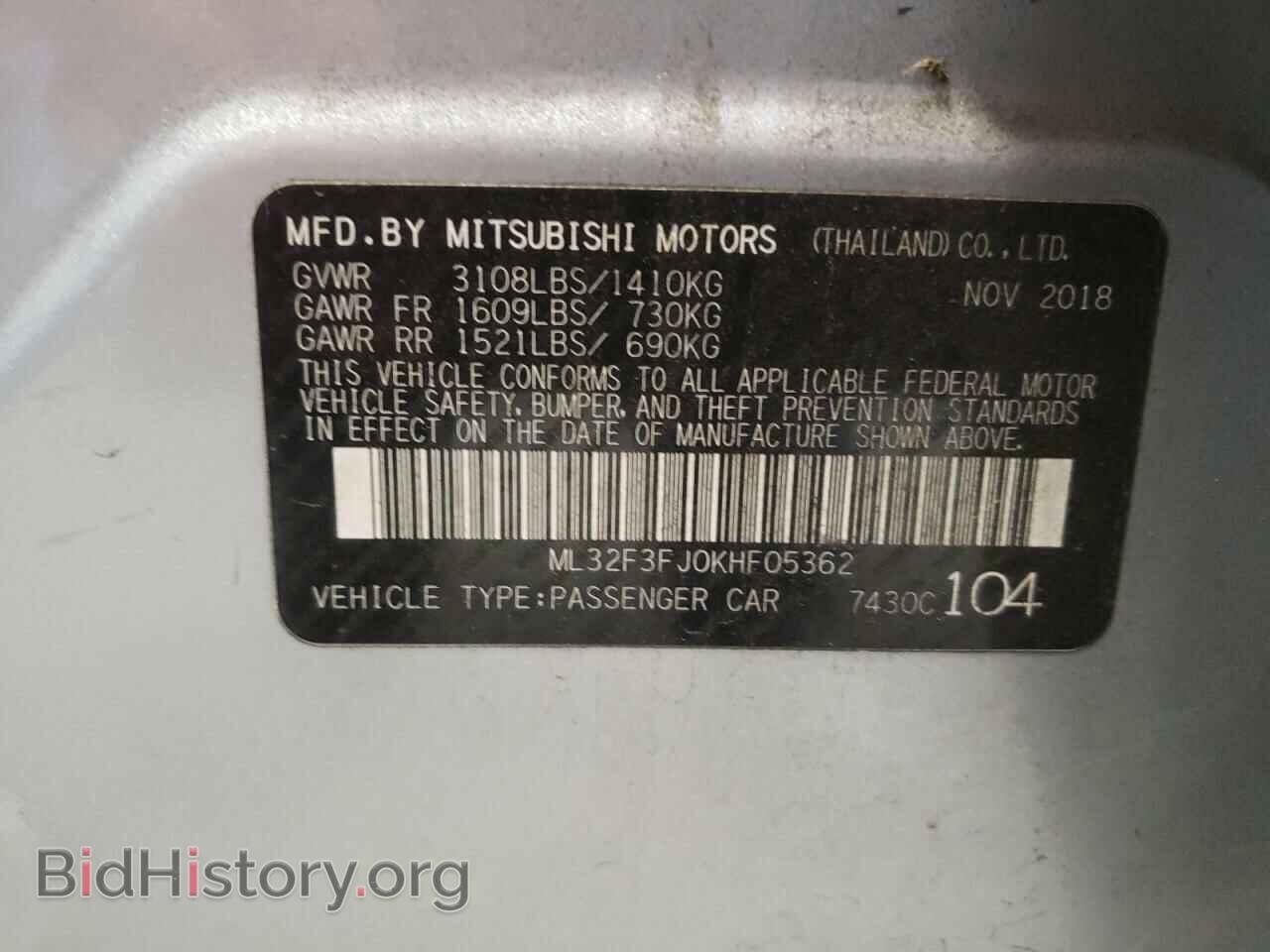 2019 MITSUBISHI MIRAGE - VIN: ML32F3FJ0KHF05362 - Фото 10