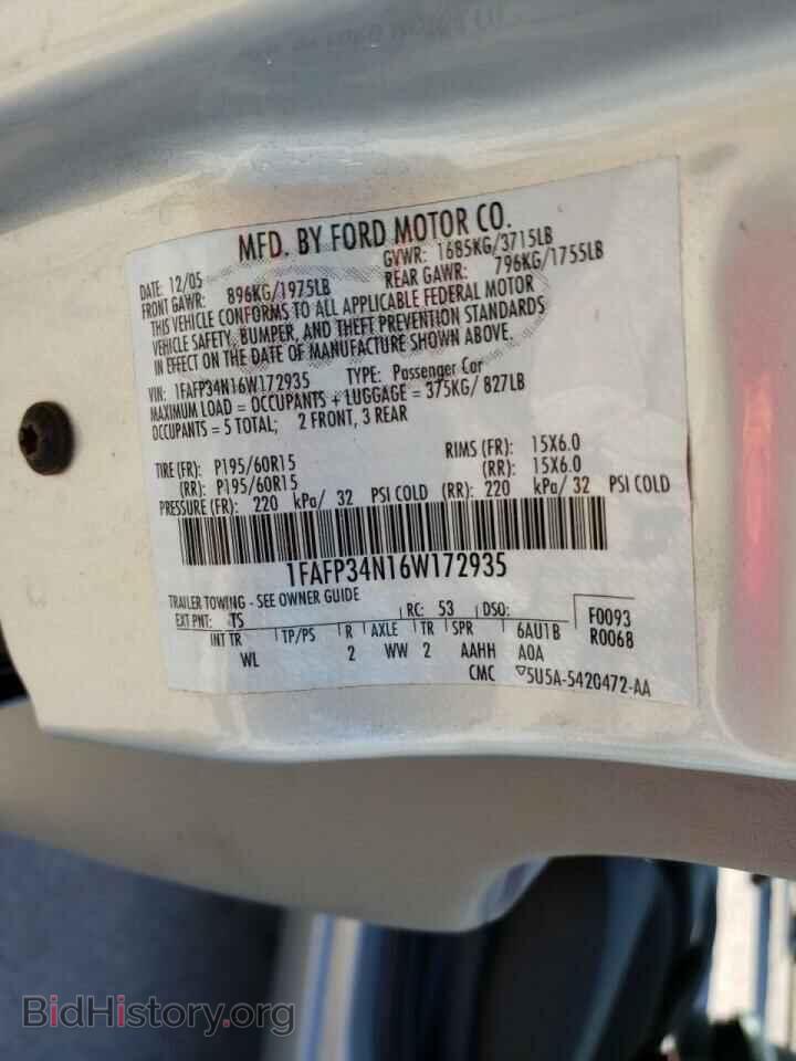 2006 FORD FOCUS - VIN: 1FAFP34N16W172935 - Фото 10
