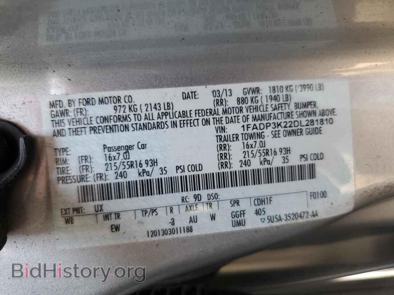 2013 FORD FOCUS - VIN: 1FADP3K22DL281810 - Фото 13