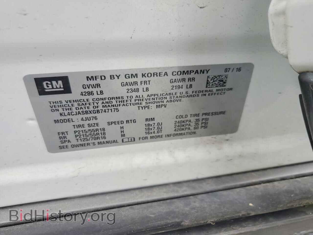 2016 BUICK ENCORE - VIN: KL4CJASBXGB747175 - Photo 13