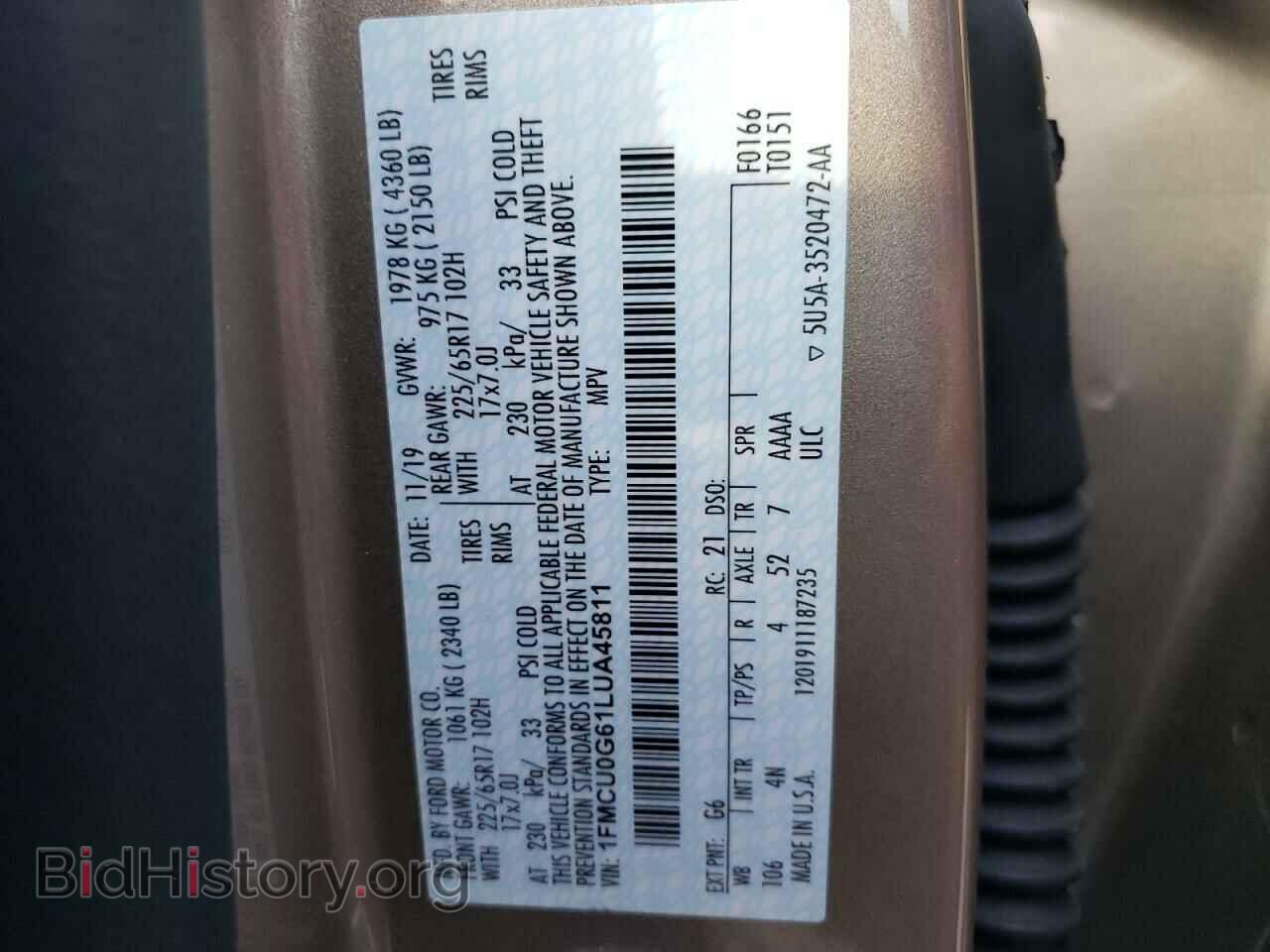 2020 FORD ESCAPE - VIN: 1FMCU0G61LUA45811 - Photo 10
