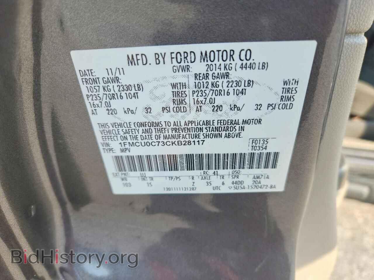 2012 FORD ESCAPE - VIN: 1FMCU0C73CKB28117 - Фото 13