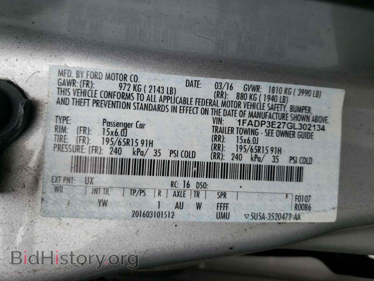 2016 FORD FOCUS - VIN: 1FADP3E27GL302134 - Фото 10