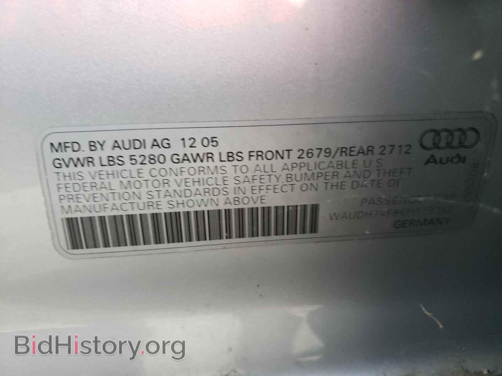 2006 AUDI A6 - VIN: WAUDH74F86N119862 - Фото 10