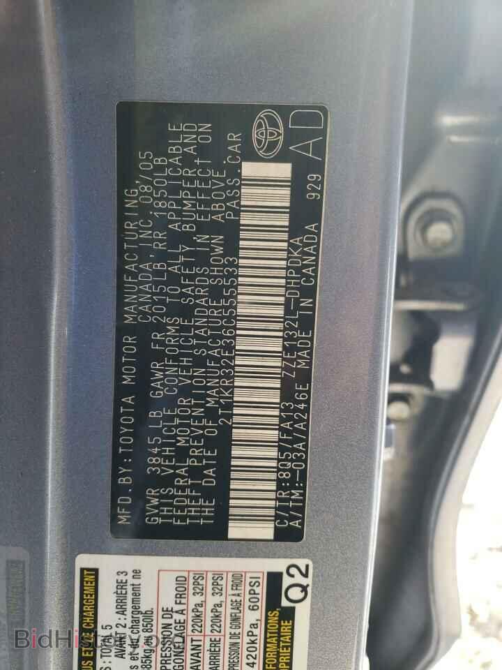 2006 TOYOTA COROLLA - VIN: 2T1KR32E36C555533 - Фото 10