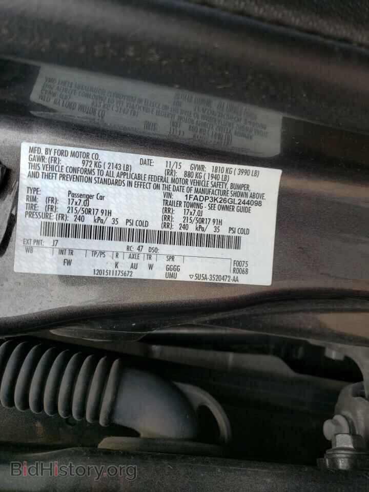 2016 FORD FOCUS - VIN: 1FADP3K26GL244098 - Фото 10