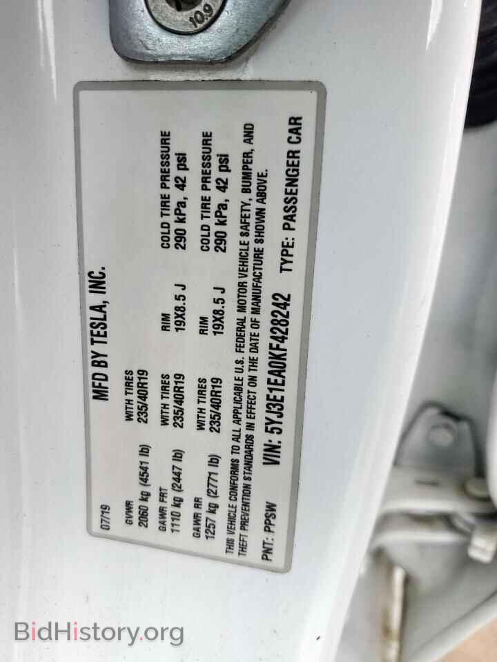 2019 TESLA MODEL 3 - VIN: 5YJ3E1EA0KF428242 - Photo 14