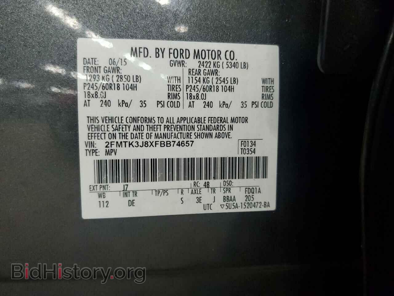 2015 FORD EDGE - VIN: 2FMTK3J8XFBB74657 - Photo 13