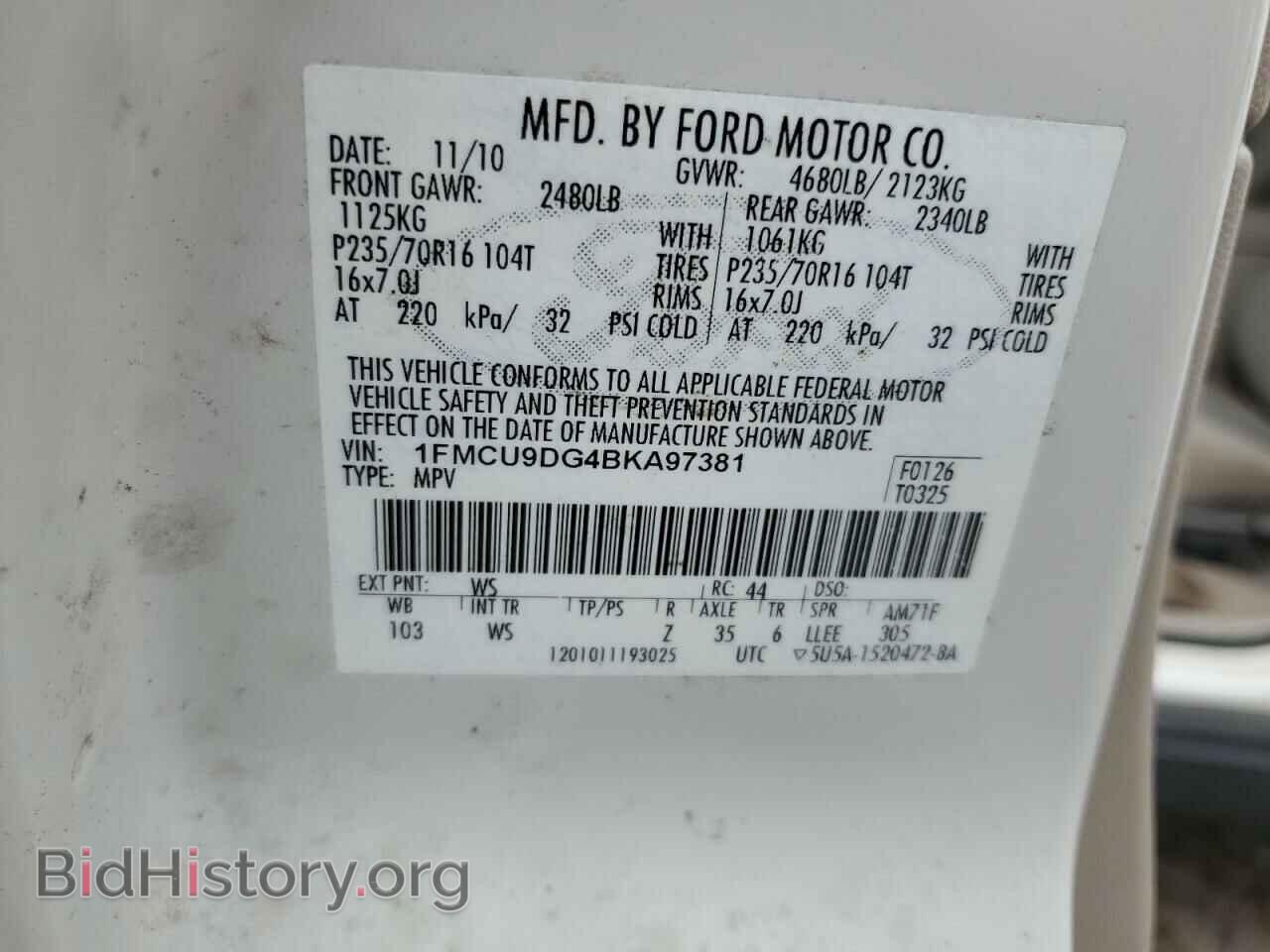 2011 FORD ESCAPE - VIN: 1FMCU9DG4BKA97381 - Фото 13