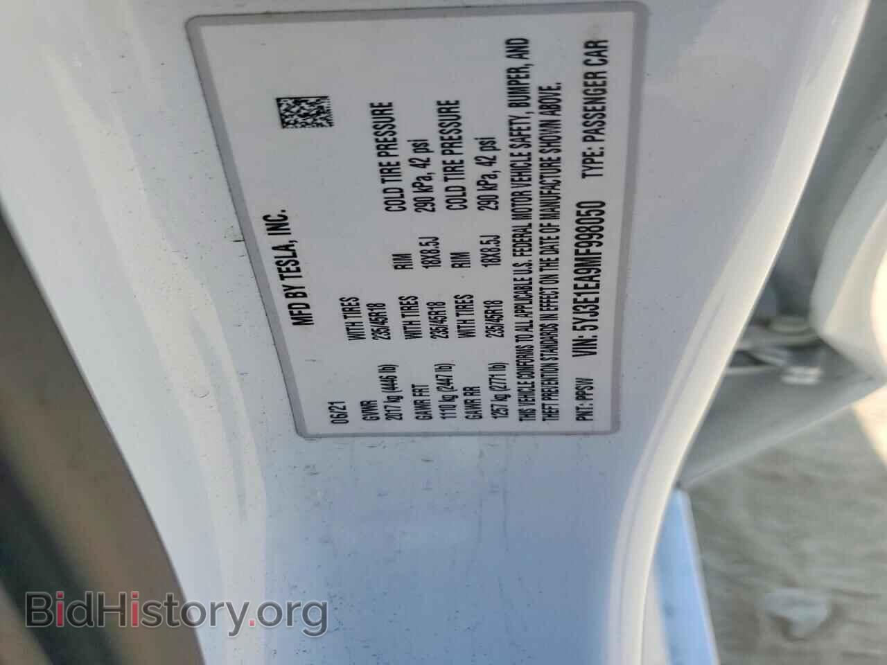 2021 TESLA MODEL 3 - VIN: 5YJ3E1EA9MF998050 - Photo 12