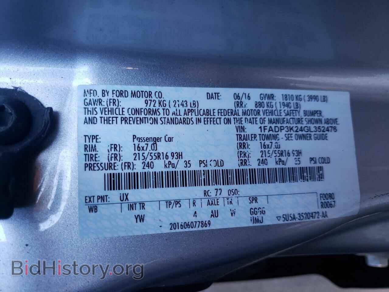 2016 FORD FOCUS - VIN: 1FADP3K24GL352476 - Фото 10