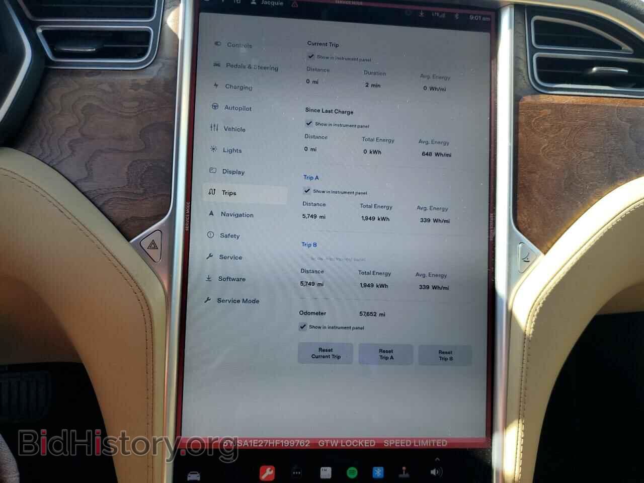 2017 TESLA MODEL S - VIN: 5YJSA1E27HF199762 - Photo 9
